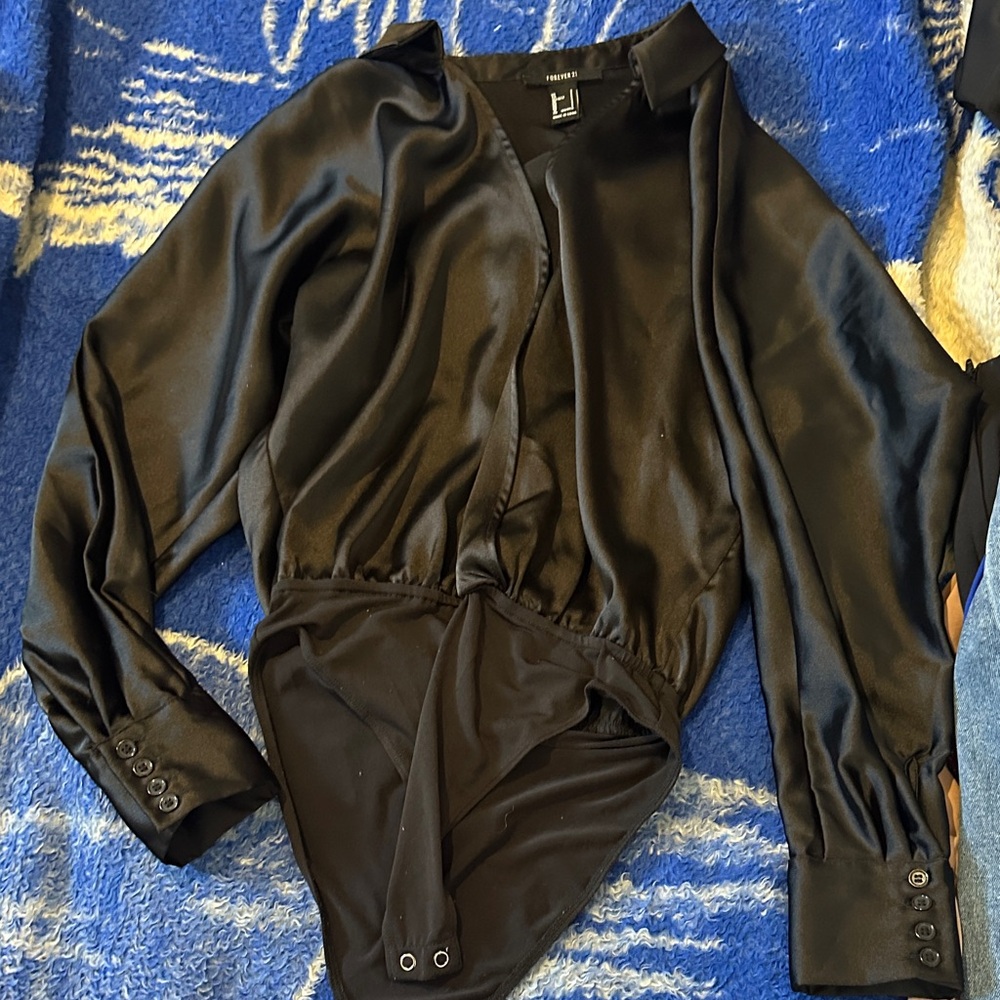 Forever 21 Black Satin Top